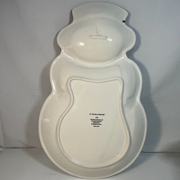 St Nicholas Square Jolly Snowman Platter Chip Dip Veggies 17" x 11” Christmas - Picture 4 of 6